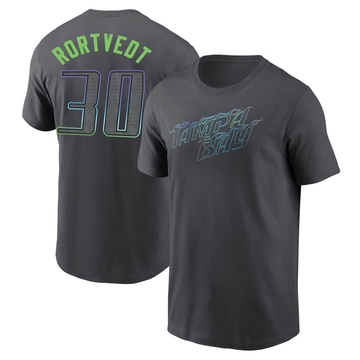 Men's Tampa Bay Rays Ben Rortvedt ＃30 2024 City Connect T-Shirt - Charcoal