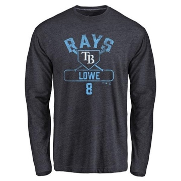 Men's Tampa Bay Rays Brandon Lowe ＃8 Base Runner Long Sleeve T-Shirt - Navy