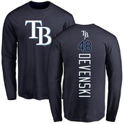 Men's Tampa Bay Rays Chris Devenski ＃48 Backer Long Sleeve T-Shirt - Navy