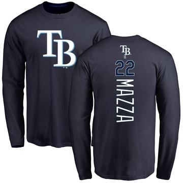 Men's Tampa Bay Rays Chris Mazza ＃22 Backer Long Sleeve T-Shirt - Navy
