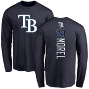 Men's Tampa Bay Rays Christopher Morel ＃24 Backer Long Sleeve T-Shirt - Navy