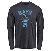 Men's Tampa Bay Rays Christopher Morel ＃24 Base Runner Long Sleeve T-Shirt - Navy