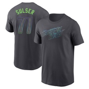 Men's Tampa Bay Rays Cole Sulser ＃71 2024 City Connect T-Shirt - Charcoal