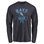 Men's Tampa Bay Rays Cole Sulser ＃71 Base Runner Long Sleeve T-Shirt - Navy