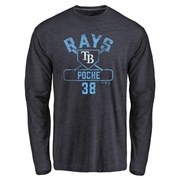 Men's Tampa Bay Rays Colin Poche ＃38 Base Runner Long Sleeve T-Shirt - Navy