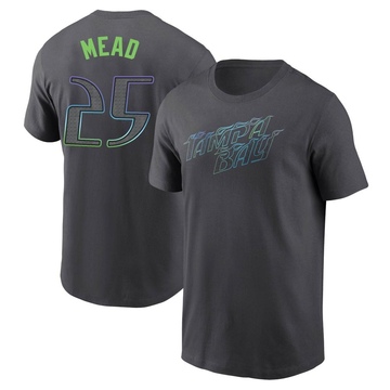 Men's Tampa Bay Rays Curtis Mead ＃25 2024 City Connect T-Shirt - Charcoal