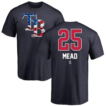 Men's Tampa Bay Rays Curtis Mead ＃25 Name and Number Banner Wave T-Shirt - Navy