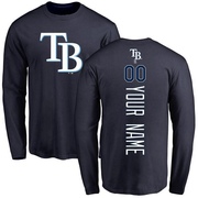 Men's Tampa Bay Rays Custom ＃00 Backer Long Sleeve T-Shirt - Navy