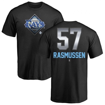 Men's Tampa Bay Rays Drew Rasmussen ＃57 Midnight Mascot T-Shirt - Black