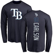 Men's Tampa Bay Rays Dylan Carlson ＃10 Backer Long Sleeve T-Shirt - Navy