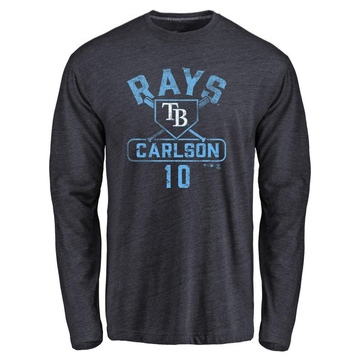 Men's Tampa Bay Rays Dylan Carlson ＃10 Base Runner Long Sleeve T-Shirt - Navy