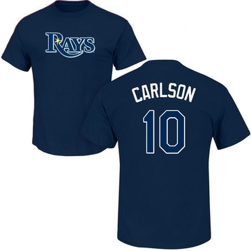 Men's Tampa Bay Rays Dylan Carlson ＃10 Roster Name & Number T-Shirt - Navy