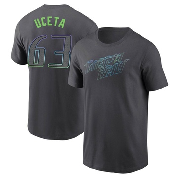 Men's Tampa Bay Rays Edwin Uceta ＃63 2024 City Connect T-Shirt - Charcoal