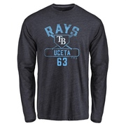 Men's Tampa Bay Rays Edwin Uceta ＃63 Base Runner Long Sleeve T-Shirt - Navy