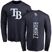 Men's Tampa Bay Rays Erasmo Ramirez ＃61 Backer Long Sleeve T-Shirt - Navy