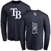 Men's Tampa Bay Rays Greg Jones ＃28 Backer Long Sleeve T-Shirt - Navy