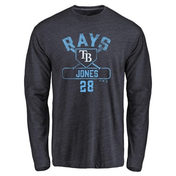 Men's Tampa Bay Rays Greg Jones ＃28 Base Runner Long Sleeve T-Shirt - Navy