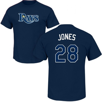 Men's Tampa Bay Rays Greg Jones ＃28 Roster Name & Number T-Shirt - Navy