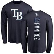 Men's Tampa Bay Rays Harold Ramirez ＃87 Backer Long Sleeve T-Shirt - Navy