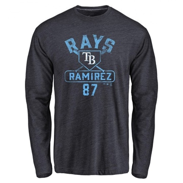 Men's Tampa Bay Rays Harold Ramirez ＃87 Base Runner Long Sleeve T-Shirt - Navy