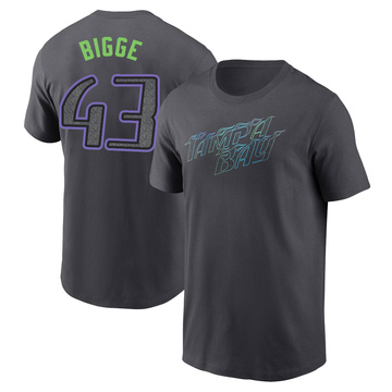 Men's Tampa Bay Rays Hunter Bigge ＃43 2024 City Connect T-Shirt - Charcoal