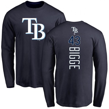 Men's Tampa Bay Rays Hunter Bigge ＃43 Backer Long Sleeve T-Shirt - Navy