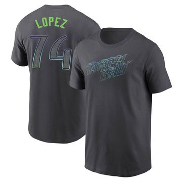 Men's Tampa Bay Rays Jacob Lopez ＃74 2024 City Connect T-Shirt - Charcoal