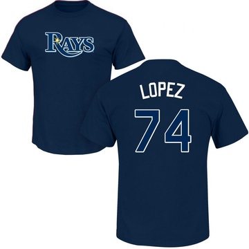 Men's Tampa Bay Rays Jacob Lopez ＃74 Roster Name & Number T-Shirt - Navy