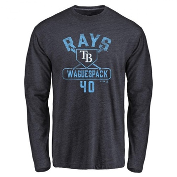 Men's Tampa Bay Rays Jacob Waguespack ＃40 Base Runner Long Sleeve T-Shirt - Navy