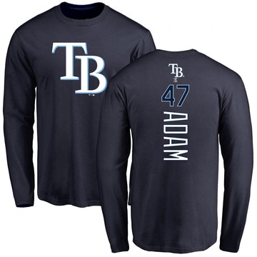 Men's Tampa Bay Rays Jason Adam ＃47 Backer Long Sleeve T-Shirt - Navy