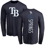 Men's Tampa Bay Rays Jeffrey Springs ＃59 Backer Long Sleeve T-Shirt - Navy