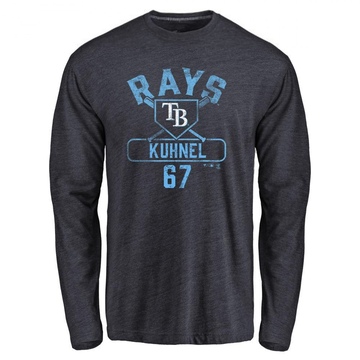 Men's Tampa Bay Rays Joel Kuhnel ＃67 Base Runner Long Sleeve T-Shirt - Navy