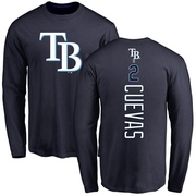 Men's Tampa Bay Rays Jonathan Cuevas ＃2 Backer Long Sleeve T-Shirt - Navy