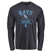 Men's Tampa Bay Rays Jonathan Cuevas ＃2 Base Runner Long Sleeve T-Shirt - Navy