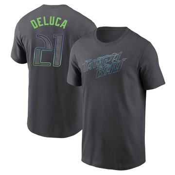 Men's Tampa Bay Rays Jonny Deluca ＃21 Jonny DeLuca 2024 City Connect T-Shirt - Charcoal