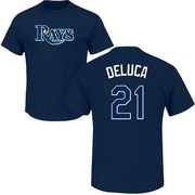 Men's Tampa Bay Rays Jonny Deluca ＃21 Roster Name & Number T-Shirt - Navy