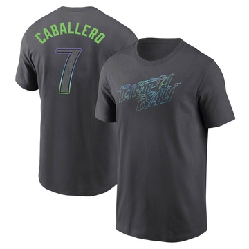 Men's Tampa Bay Rays Jose Caballero ＃7 2024 City Connect T-Shirt - Charcoal