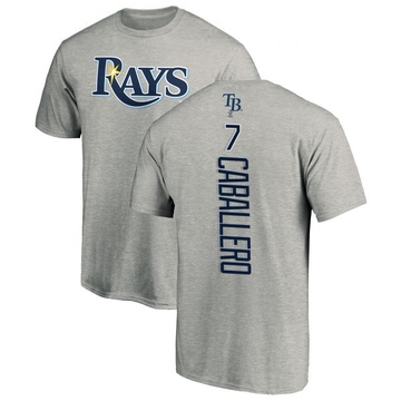 Men's Tampa Bay Rays Jose Caballero ＃7 Backer T-Shirt Ash