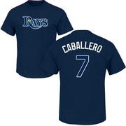 Men's Tampa Bay Rays Jose Caballero ＃7 Roster Name & Number T-Shirt - Navy