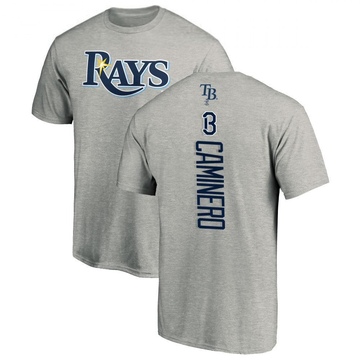Men's Tampa Bay Rays Junior Caminero ＃13 Backer T-Shirt Ash