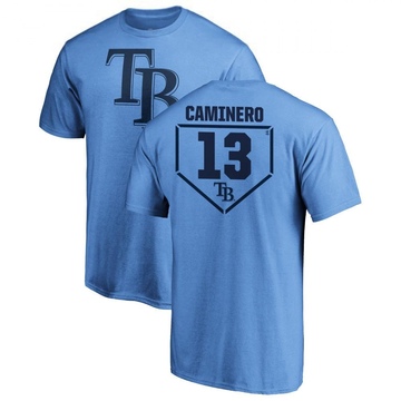 Men's Tampa Bay Rays Junior Caminero ＃13 RBI T-Shirt - Light Blue