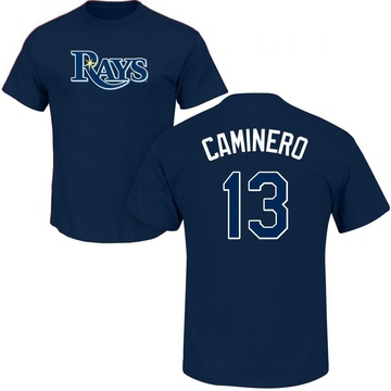 Men's Tampa Bay Rays Junior Caminero ＃13 Roster Name & Number T-Shirt - Navy