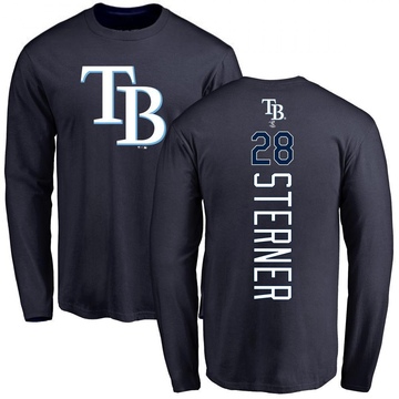 Men's Tampa Bay Rays Justin Sterner ＃28 Backer Long Sleeve T-Shirt - Navy