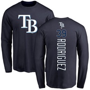 Men's Tampa Bay Rays Manuel Rodriguez ＃39 Backer Long Sleeve T-Shirt - Navy