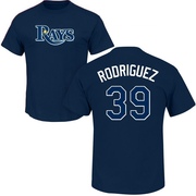 Men's Tampa Bay Rays Manuel Rodriguez ＃39 Roster Name & Number T-Shirt - Navy