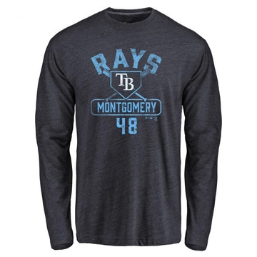 Men's Tampa Bay Rays Mason Montgomery ＃48 Base Runner Long Sleeve T-Shirt - Navy