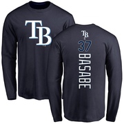 Men's Tampa Bay Rays Osleivis Basabe ＃37 Backer Long Sleeve T-Shirt - Navy