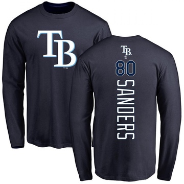 Men's Tampa Bay Rays Phoenix Sanders ＃80 Backer Long Sleeve T-Shirt - Navy