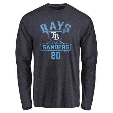 Men's Tampa Bay Rays Phoenix Sanders ＃80 Base Runner Long Sleeve T-Shirt - Navy