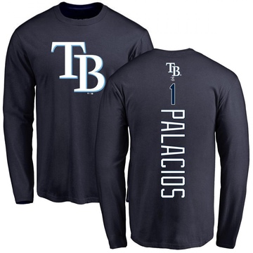 Men's Tampa Bay Rays Richie Palacios ＃1 Backer Long Sleeve T-Shirt - Navy